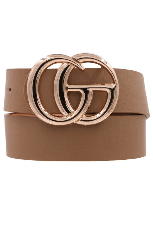 Double metal ring faux leather buckle belt (5 colors available)