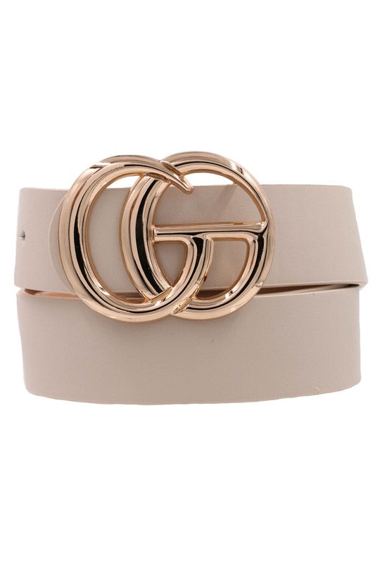 Double metal ring faux leather buckle belt (5 colors available)
