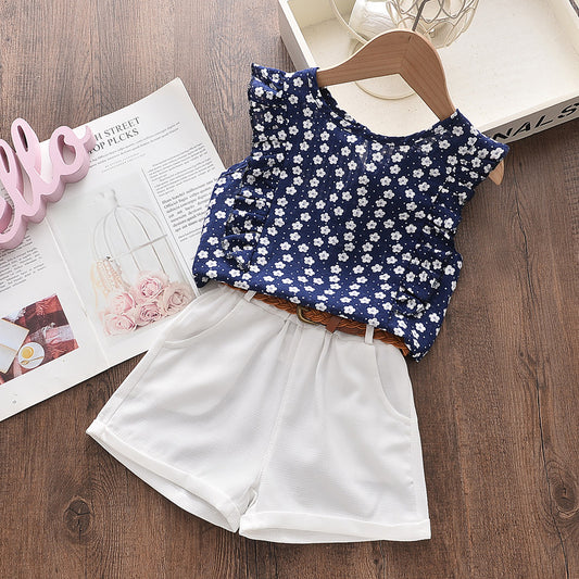 Flower Print Shirt and Shorts Set