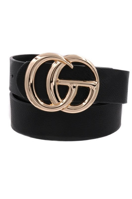 Double metal ring faux leather buckle belt (5 colors available)