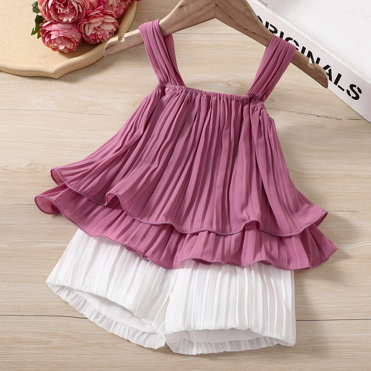 Pleated Chiffon Top and Bottom