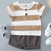 Boys Striped Shorts Set