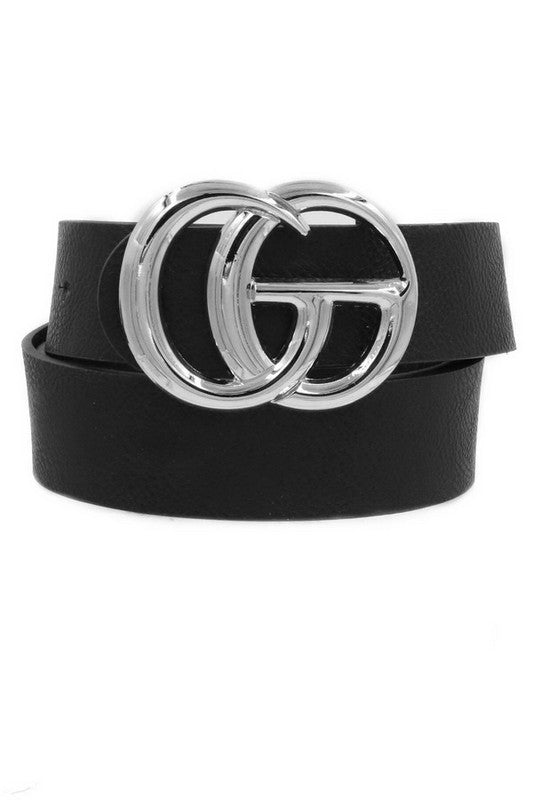 Double metal ring faux leather buckle belt (5 colors available)