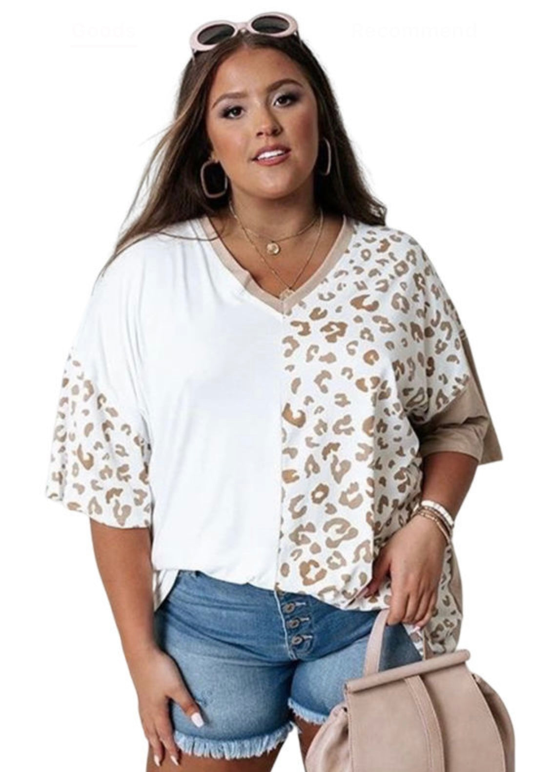 Plus Size White Leopard Short Sleeve