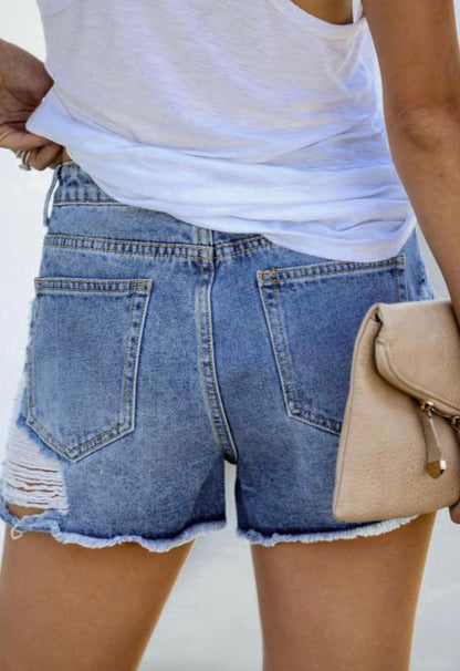 High Rise Distressed Shorts