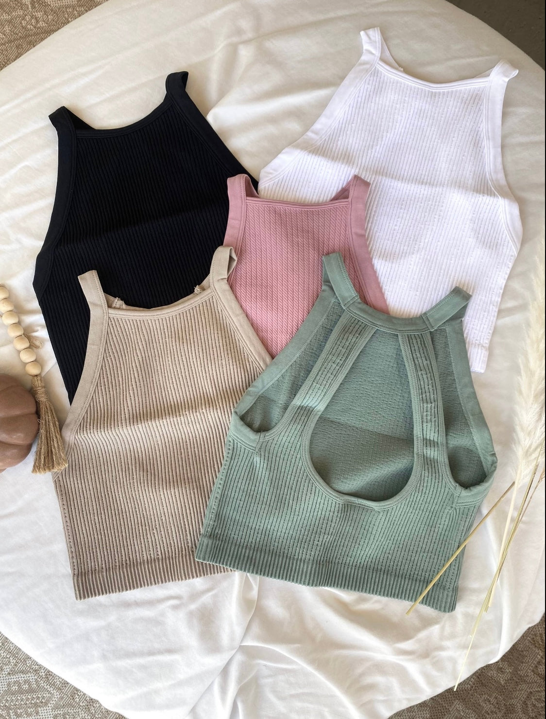 Ribbed Backless Crop Tops